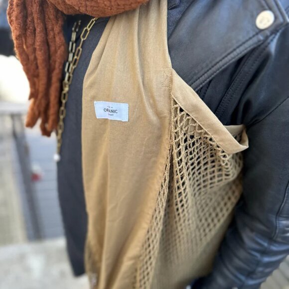 Scandinavian Net Shoulder Bag - Clay - Mesh Bag Big - Organic Cotton NWT Unisex - Picture 14 of 14